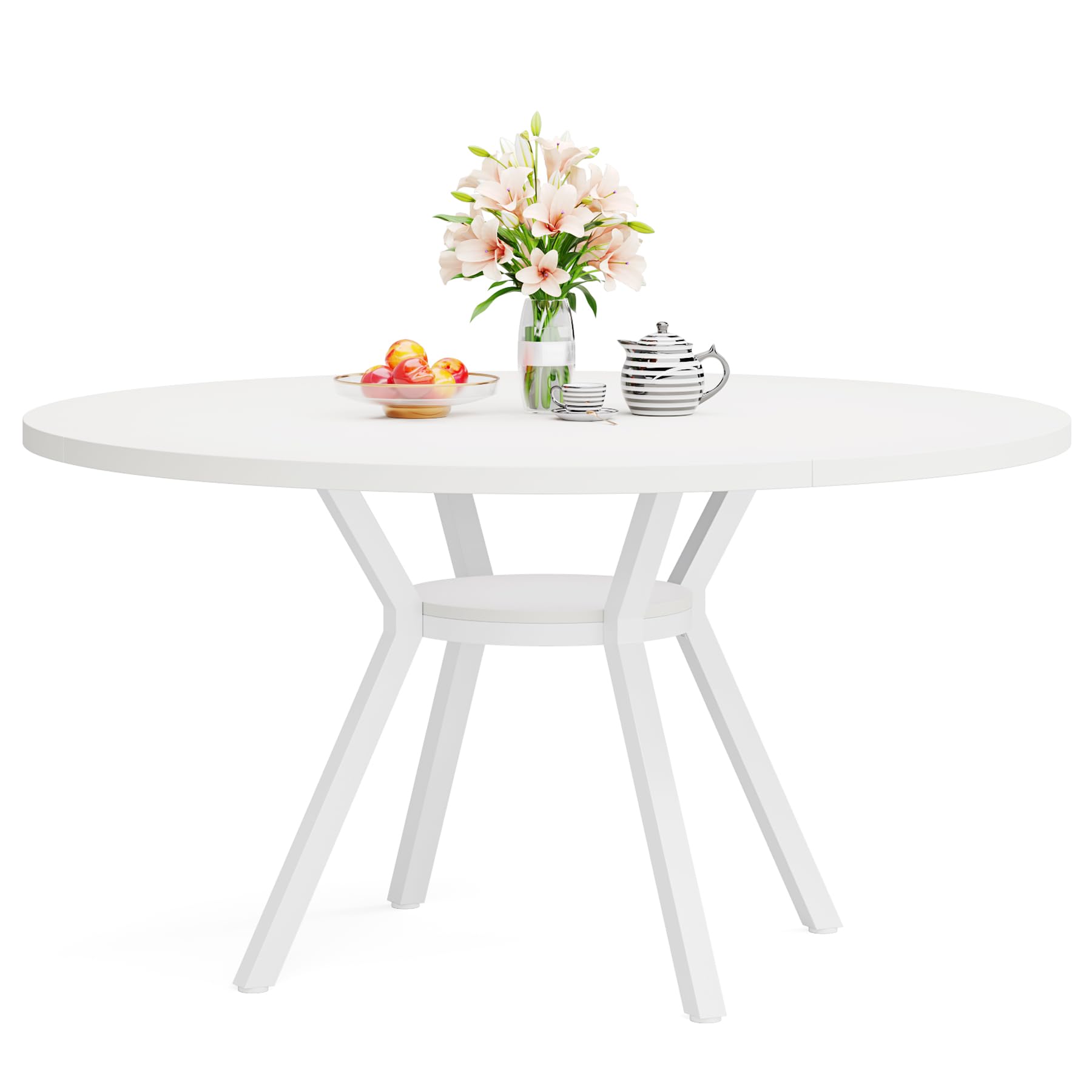 Amazon｜Tribesigns ダイニングテーブル 丸 単品 4~5人用 ホワイト 幅